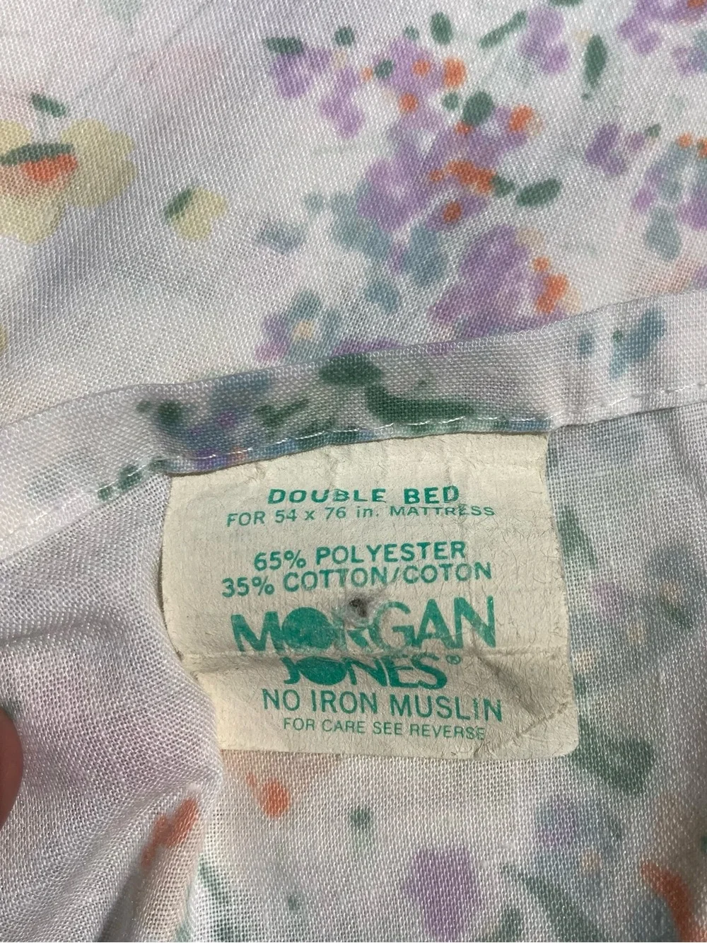 Vintage Morgan Jones Double Flat Sheet in a beautiful pastoral floral pattern